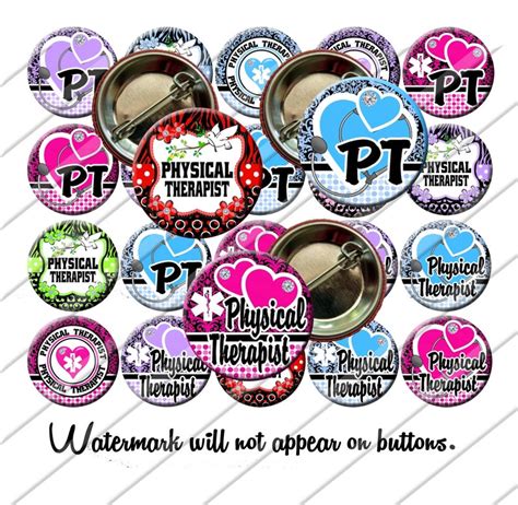 Physical Therapist Pins Pinback Button Set 125 Inch T Etsy