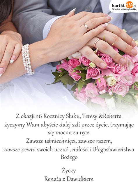 Z okazji Rocznicy Ślubu Teresy Roberta Darmowe kartki