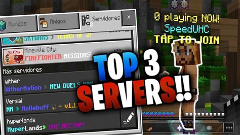 Top 3 Mejores Servers Para Minecraft Pe 116x 2uhcduels Youtube