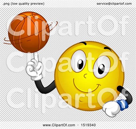 Clipart Of A Yellow Smiley Emoji Spinning A Basketball On His Finger