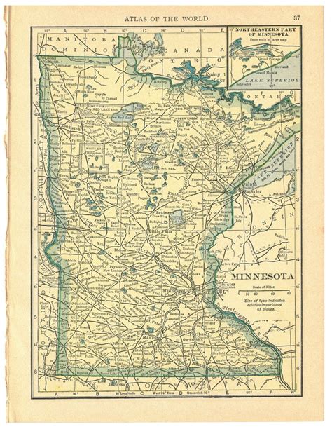 1908 Handy Atlas Vintage Map Pages Minnesota On One Side And Iowa On