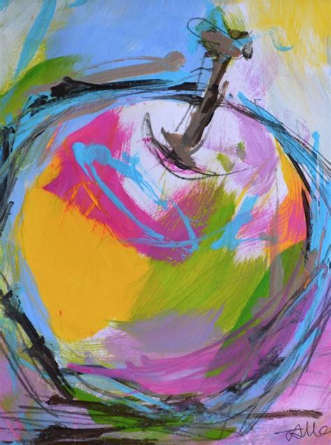 Colourful Apple Ii Original Painting Apple Painting Expressive Art