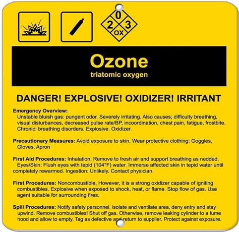 Ozone Triatomic Oxygen Hazard Hazard Labels Vinyl Sticker