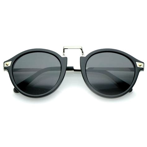 retro horn rimmed metal nose bridge p3 round sunglasses 50mm horn rimmed round sunglasses