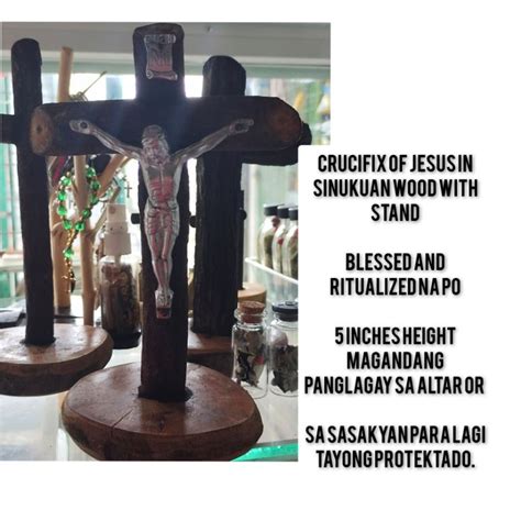Cruxifix Of Jesus Sinukuan Wood With Stand Shopee Philippines