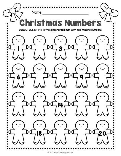 Free Printable Christmas Number Worksheet Christmas School Preschool