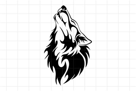 Wolf head howl SVG, tribal tattoo cut file for Cricut. (669307) | Cut