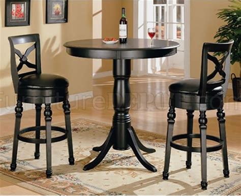 Perfect for intimate conversations, this. Classic Black Finish Bar Table with Swivel Bar Stools