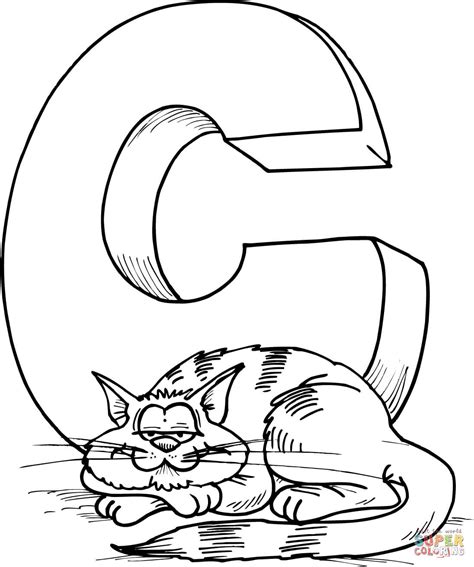 Letter C is for Cat coloring page | Free Printable Coloring Pages