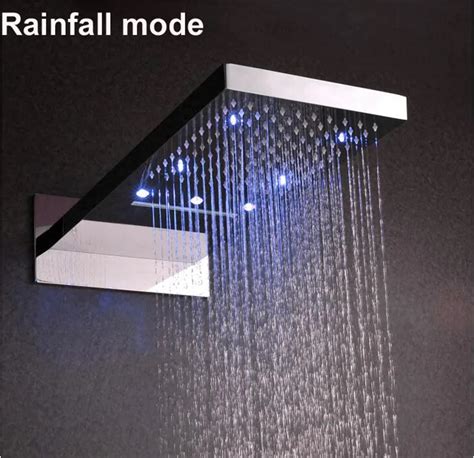 Bathroom Led Rain Waterfall Shower Head Faucet Set 3 Ways Cold And Hot