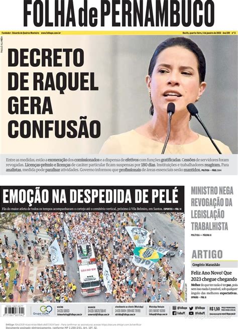 Capa Folha De Pernambuco Terça15 De Novembro De 2022