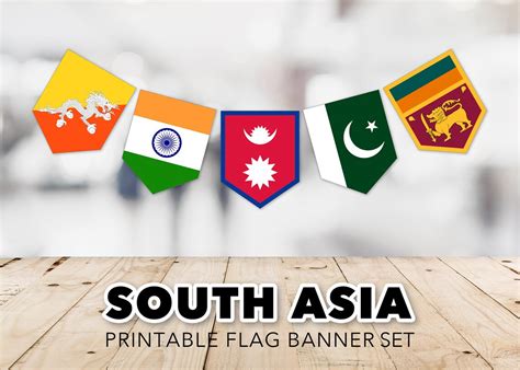 South Asian Countries Flag Banner Set Flags Of South Asia Etsy Uk