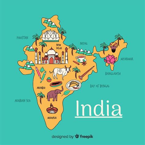 Free Vector Hand Drawn Map Of India