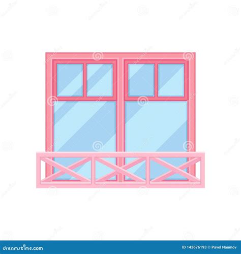 Windows With Pink Frame On White Background Stock Vector