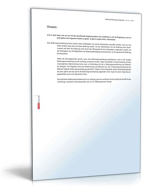 Daher handelt es sich hier um eine zusatzvereinbarung (änderungsvertrag) zum arbeitsvertrag. Befristete Änderungsvereinbarung | Muster zum Download