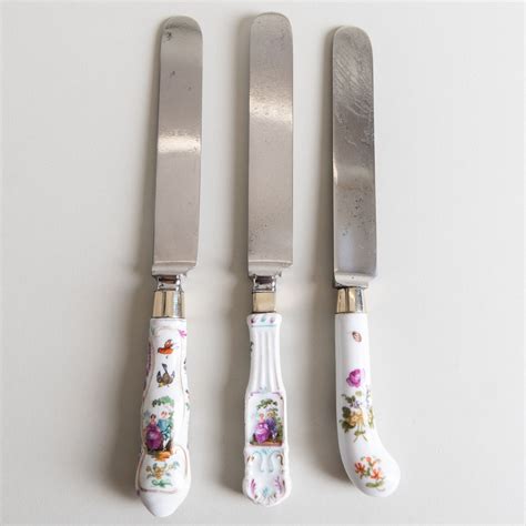 Set Of Six St Cloud Porcelain Handle Dinner Knives Sold At Auction On