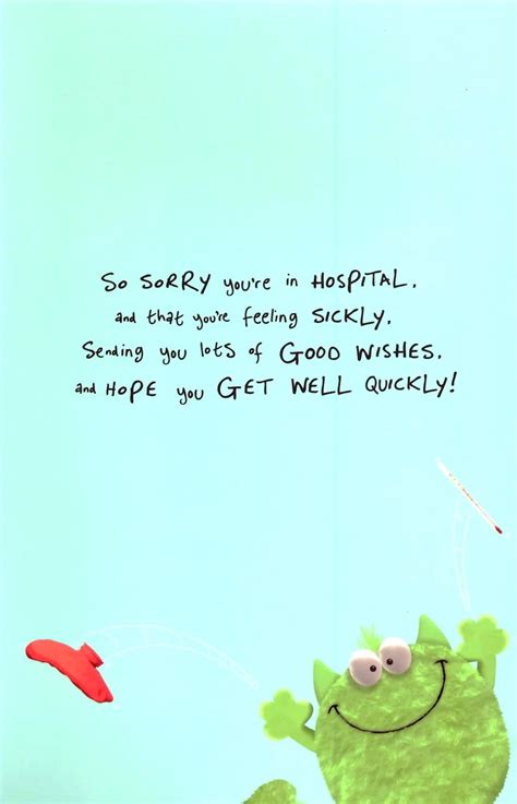 Maybe you would like to learn more about one of these? In Hospital Get Well Soon Green Monster Greeting Card ...