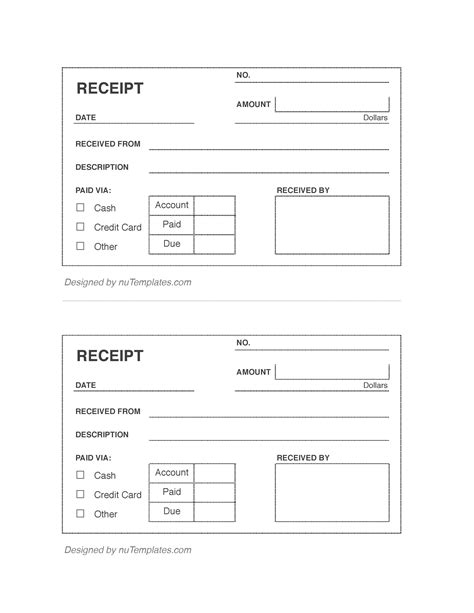 Printable Blank Receipt Template