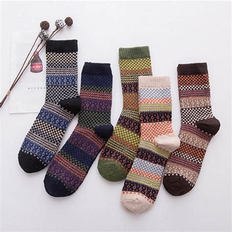 Buy Mens Winter Striped Warm Thick Wool Socks Cotton
