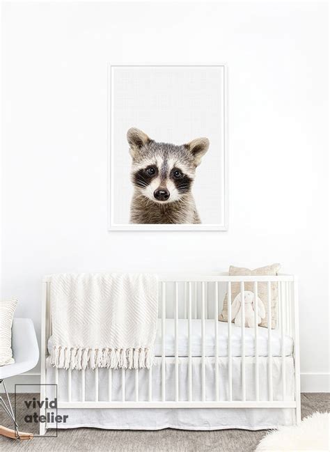 Raccoon Print Woodlands Nursery Nursery Forest Print Animal Etsy