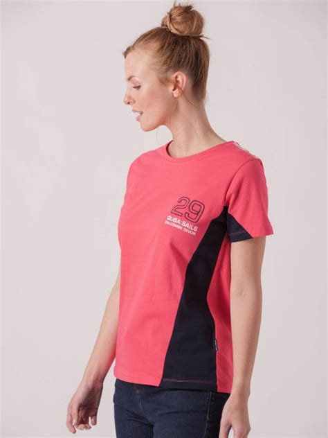 Tasha Peach Pink Navy X Series Panel T Shirt Quba And Co