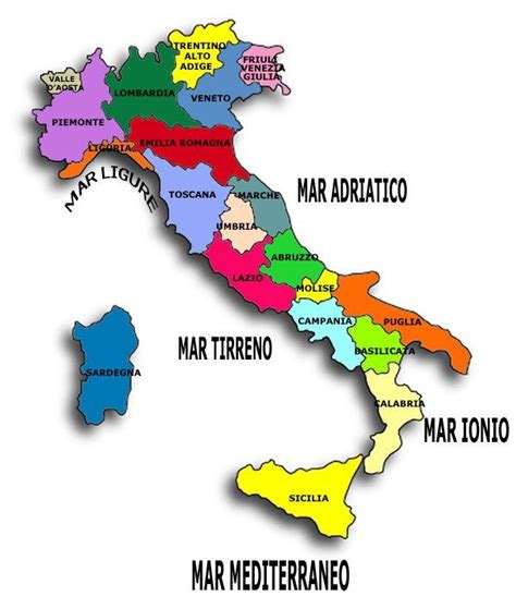Mapa De Italia Por Regiões