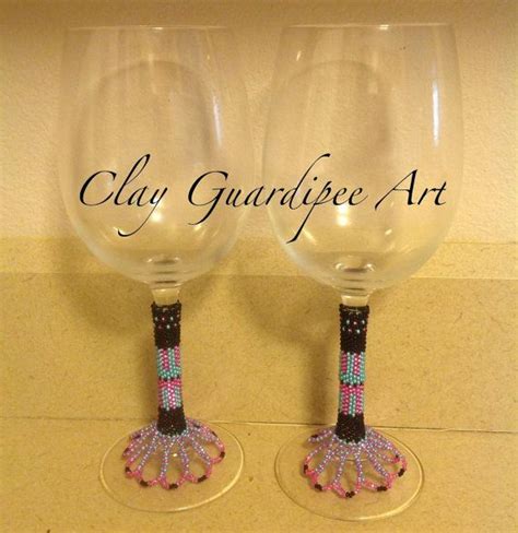 Native American Beaded Wine Glass Native American Beading Wine Glass Glass