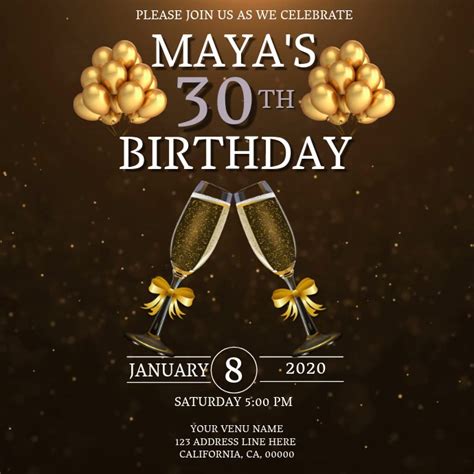 Copy Of 30th Birthday Invitation Template Postermywall