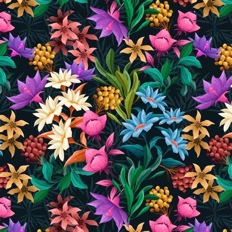 Free Vector Hand Painted Exotic Floral Pattern