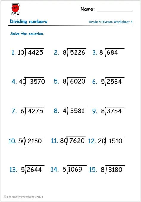 Fourth Grade Math Worksheets Free Printable K5 Learning Long Division
