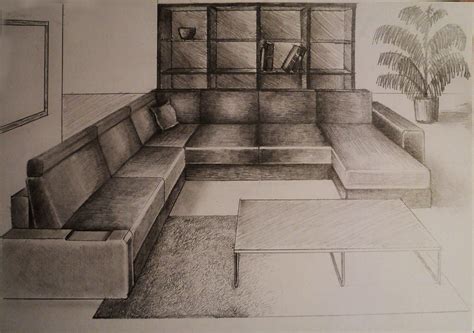 How To Draw One Point Perspective Living Room Furniture One Point