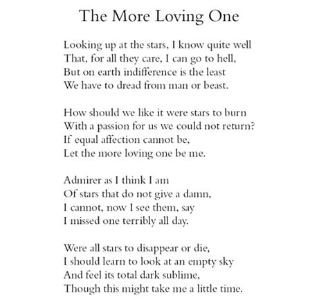 Aseaofquotes Wh Auden “the More Loving One” Words