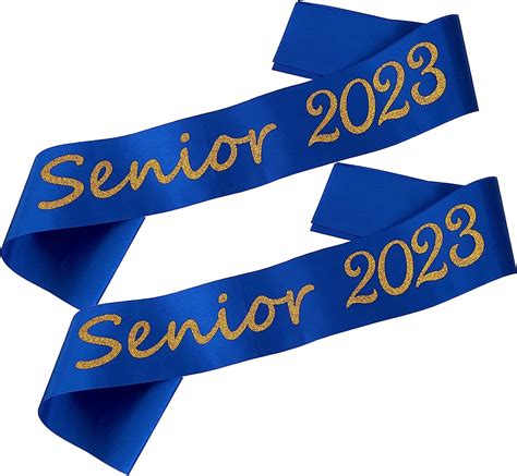 Buy Senior Sash 2023 2pcs Graduation Sash Blue With Gold Glitter