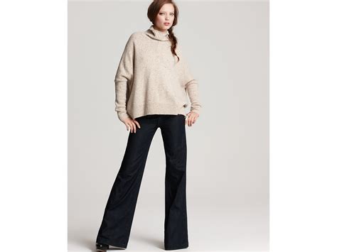 Vince Oversized Turtleneck Sweater In Oatmeal Natural Lyst