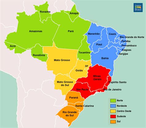 Brasil Regioes Mapa Brasil Estados E Regiões Uol Educação