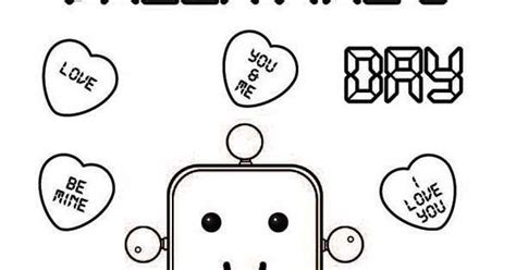 happy valentines day   cute robot coloring page kids play coloring pages