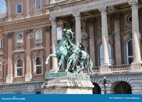 Statue Of The Csikos In The Court Of Buda Castle In Budapest Hungary