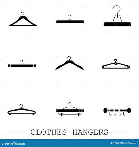Hangers Vector Black Icons Set Set Of Vector Illustration Hanger For