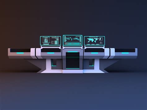 Sci Fi Futuristic Control Desk Console Model 3d In Kantor 3dexport