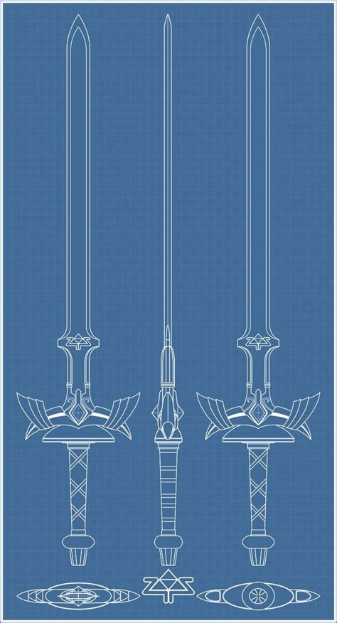 Master Sword Blueprint By Mcdrobert Zelda Master Sword Sword Design