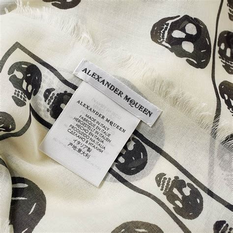 Alexander Mcqueen Skull Scarf Ivory And Black End Us