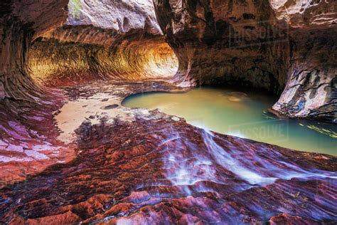 The Subway Slot Canyon In Zion National Parkutah United States Of
