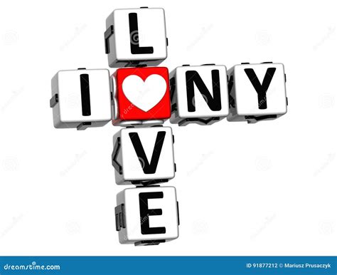 3D I Love NY Crossword Block Text Stock Illustration - Illustration of