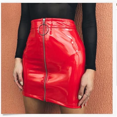 free shipping sexy women fashion high waist zip faux leather bodycon mini skirt jkp3318