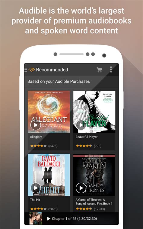 Amazon's official kindle app for ipad and iphone has been updated to include integration with audio versions of titles when purchased through the service audible, as well as cloud syncing with whispersync for voice. Amazon.com: Audible for Android: Appstore for Android