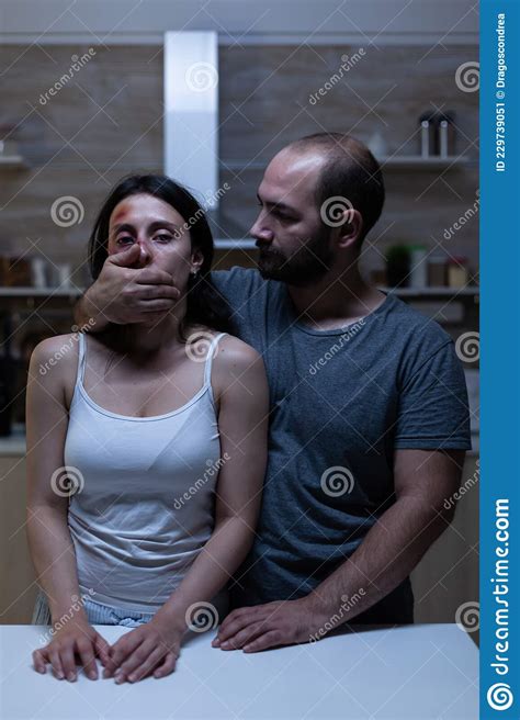 Aggresive Husband Being Cruel To Bruised Wife At Home Stock Image Image Of Threat Issues