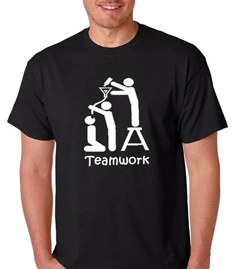 T Shirt Quotes Short Graphic Team Work Funny Drinking Beer Dad Premium Men S T Shirt O Neck Mens