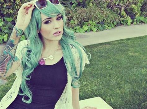 Coloured Hair Dyed Hair Fashion Girl Green Hair