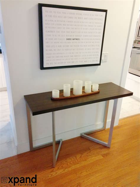 (1) macaroon cream + natural cane 54 console table $595. Transforming Console to Table | Expand Furniture