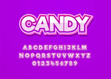 Candy Fun Style Vector Font With Uppercase Alphabet And Digit Number